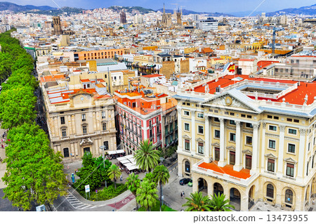 on Barcelona city from Columbus column. Barcelona, Catalonia, Sp on Barcelona city from Columbus column. Barcelona, Catalonia, Sp 13473955