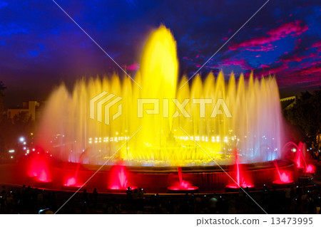The famous Montjuic Fountain in Barcelona.Spain. 13473995