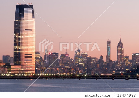Jersey city and New York City  with Manhattan Skyline over Hudso 13474988