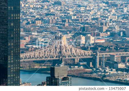 New York City Manhattan midtown aerial panorama view with skyscr 13475007
