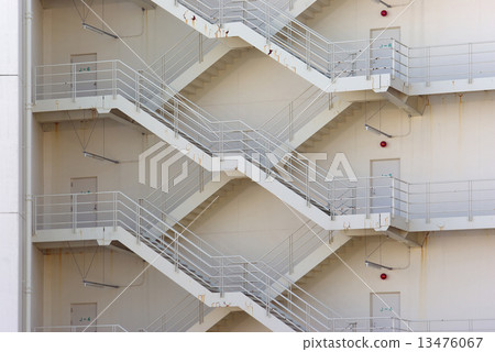 Department store's evacuation door door and outdoor emergency stairs Department store's evacuation door door and outdoor emergency stairs 13476067