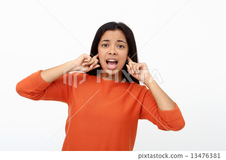 Asian lady clogging ear 13476381