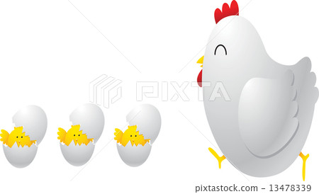 Mother hen with baby chicks cartoon 13478339