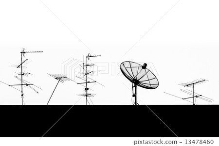 Silhouette Satellite Dish and Antenna TV 13478460
