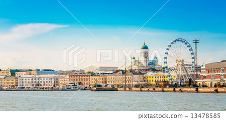 Panorama Of Embankment In Helsinki At Summer Sunset Evening, Sun 13478585
