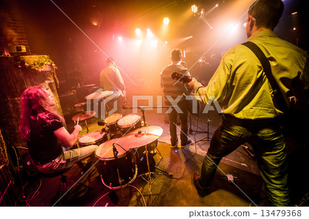 Band performs on stage 13479368