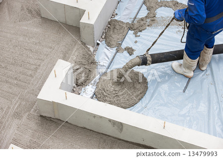 Housing construction foundation work 13479993