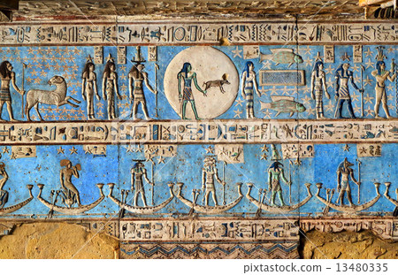 Hieroglyphic carvings in ancient egyptian temple Hieroglyphic carvings in ancient egyptian temple 13480335