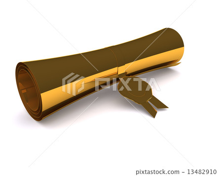 diploma in scroll on white. 3d diploma in scroll on white. 3d 13482910