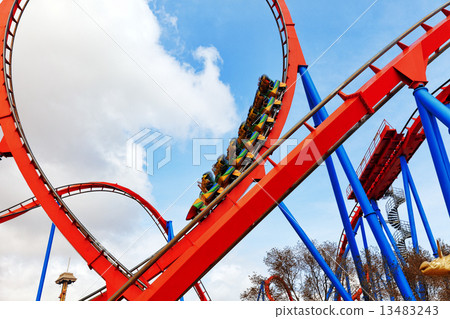 Roller Coaster in funny amusement  park 13483243