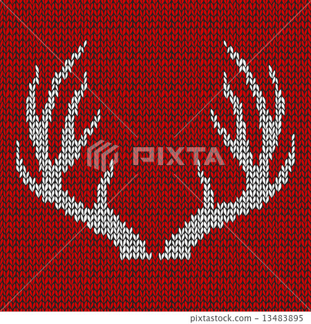 Decorative background with knitted deer horns Decorative background with knitted deer horns 13483895