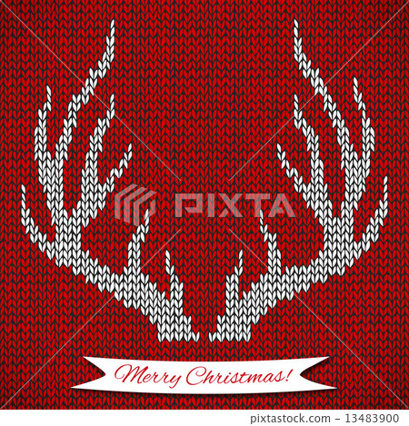 Decorative background with knitted deer horns Decorative background with knitted deer horns 13483900