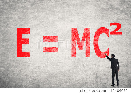 text on wall, E = mc2 13484681