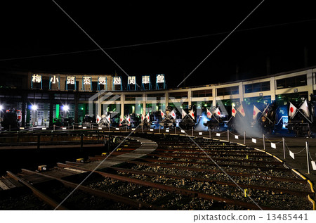 Railway steam locomotive Umeokoji SL hall SL night display display light up -5 2015 national flag Hinomaru Railway steam locomotive Umeokoji SL hall SL night display display light up -5 2015 national flag Hinomaru 13485441