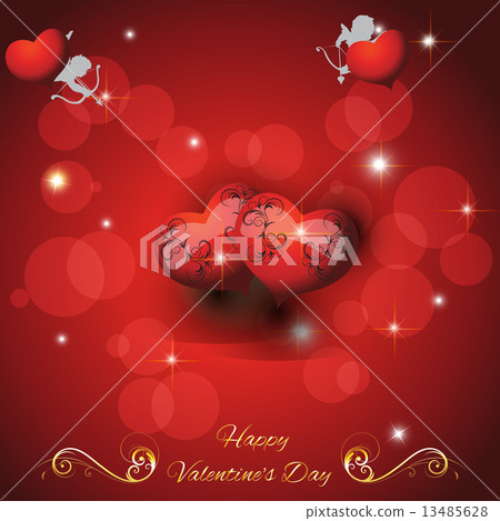 Festive red background with two hearts Festive red background with two hearts 13485628