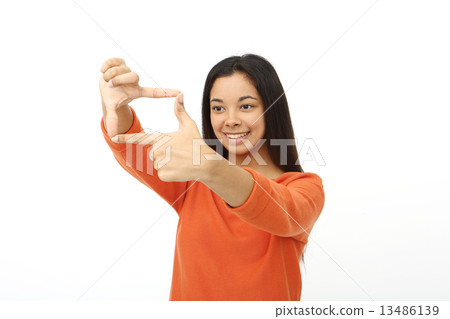 Asian women taking a picture pose Asian women taking a picture pose 13486139