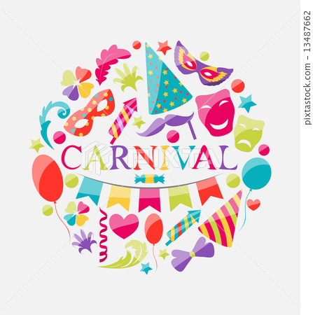 Festive banner with carnival colorful icons 13487662