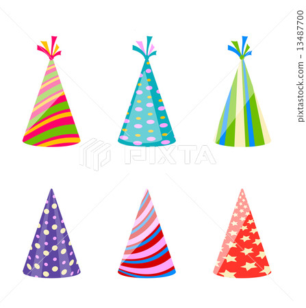 Set of party colorful hats isolated on white background Set of party colorful hats isolated on white background 13487700