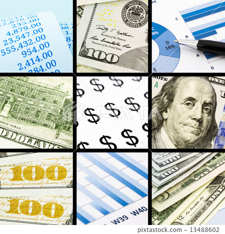 Group of business, finance and money collection theme images 13488602