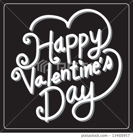Happy Valentine's Day lettering Card , vector illustration 13488957