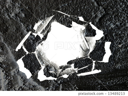 Paper Hole with torn  on Cement wall Background texture 13489213
