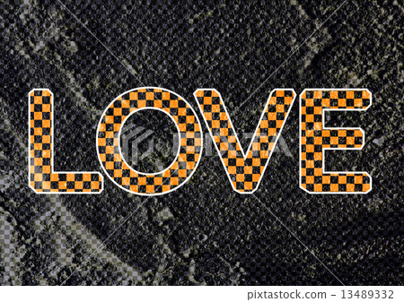 LOVE Font Type for Valentines day card on Cement wall Background 13489332