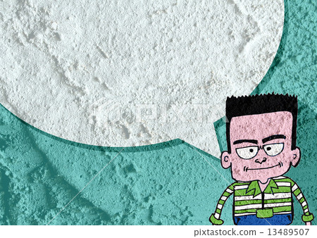 People thinking people talking and Speech Bubble on Cement wall People thinking people talking and Speech Bubble on Cement wall 13489507
