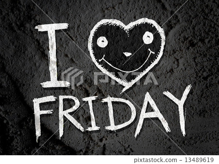 i love friday font type signs on Cement wall Background texture i love friday font type signs on Cement wall Background texture 13489619