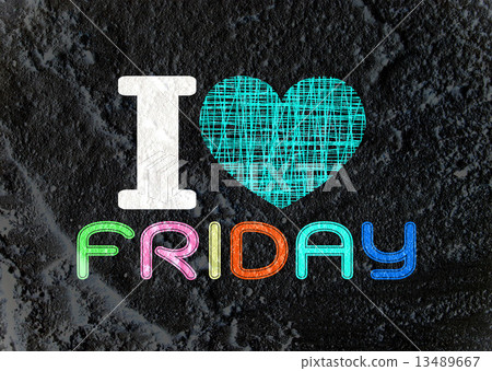 i love friday font type signs on Cement wall Background texture i love friday font type signs on Cement wall Background texture 13489667