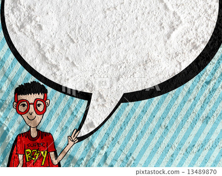 People thinking people talking and Speech Bubble on Cement wall 13489870