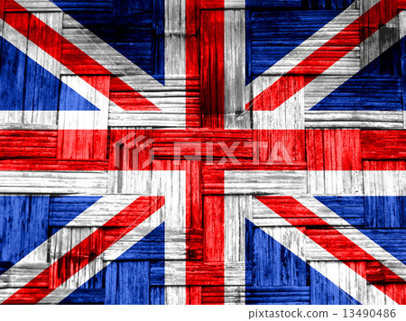 National flag of UK , the United Kingdom of Great Britain and No 13490486