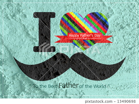 Father's Day card with mustache  on Cement wall texture backgrou 13490698