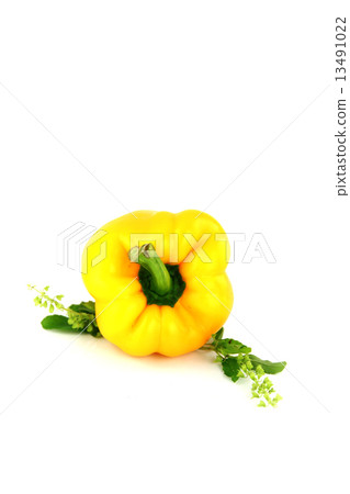 Yellow Bell peppers on white Background. Yellow Bell peppers on white Background. 13491022