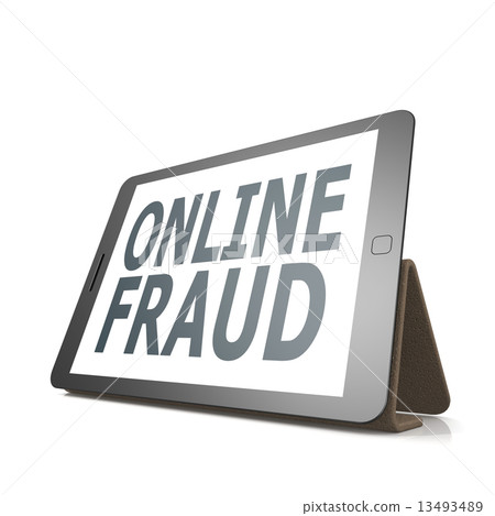 Tablet with online fraud word Tablet with online fraud word 13493489