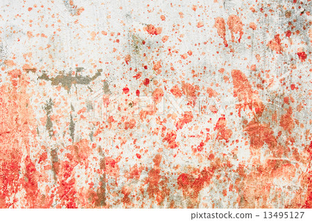 Concrete wall with blood splatters Concrete wall with blood splatters 13495127
