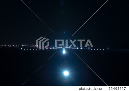 Landing lights at the airport runway Landing lights at the airport runway 13495337