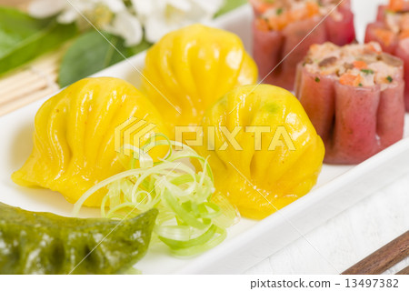 Dim Sum - Chinese colourful steamed dumplings. Dim Sum - Chinese colourful steamed dumplings. 13497382