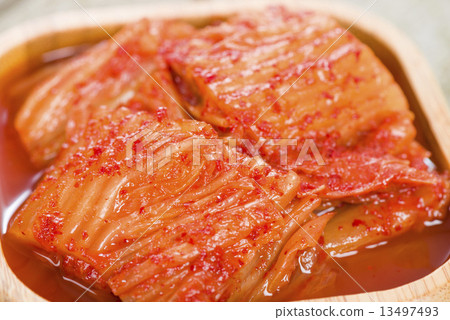 Kimchi - Korean fermented spicy nappa cabbage side dish.  13497493