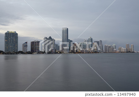 Miami city skyline panorama at sunset Miami city skyline panorama at sunset 13497940