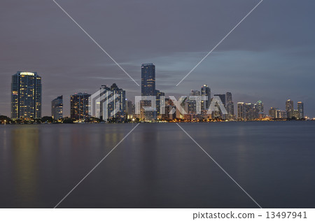 Miami city skyline panorama at sunset Miami city skyline panorama at sunset 13497941