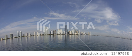 Miami city skyline fisheye view panorama at day 13497958