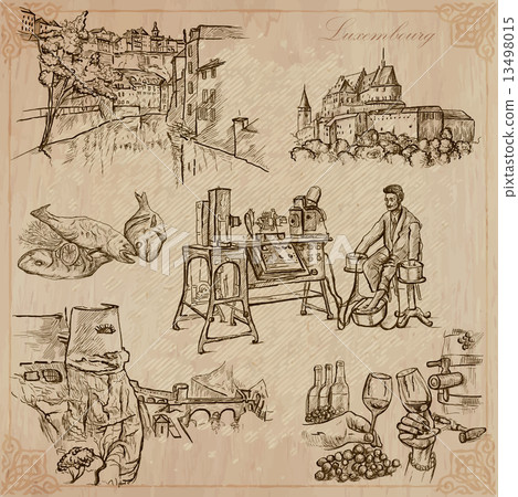 Luxembourg Travel - Hand drawn vector pack 13498015