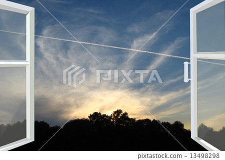 window opened to the sunset window opened to the sunset 13498298
