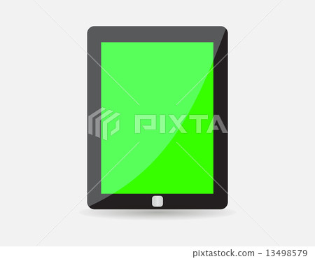 Realistic black tablet with green blank screen Realistic black tablet with green blank screen 13498579