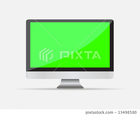 Realistic Empty computer display with green screen Realistic Empty computer display with green screen 13498580