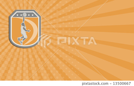 Business card Basketball Player Rebounding Ball Shield Retro Business card Basketball Player Rebounding Ball Shield Retro 13500667