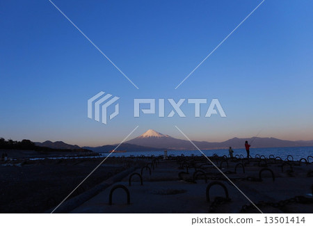 來自美穗海岸和垂釣者的富士山 來自美穗海岸和垂釣者的富士山 13501414