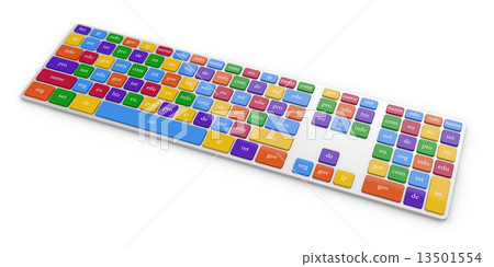 View of computer kwyboard button with color domain name buttons 13501554