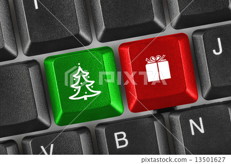 Computer keyboard with Christmas keys 13501627
