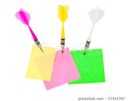 Note papers and darts arrows Note papers and darts arrows 13501767
